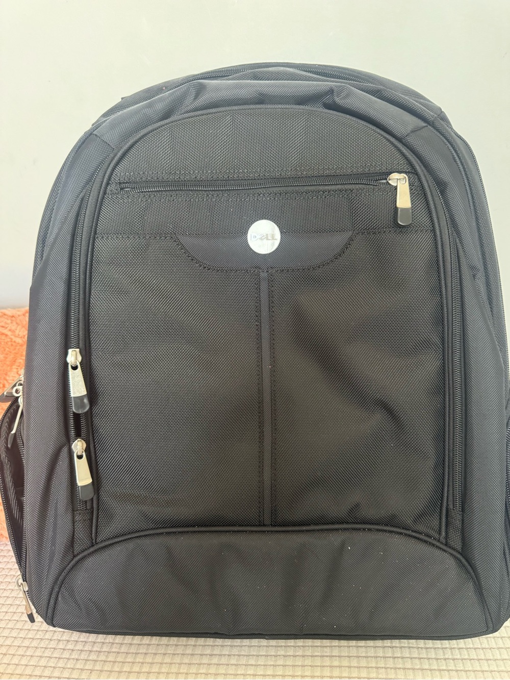 Dell Black Backpack with Front Organizer and Metal Zippers EUC